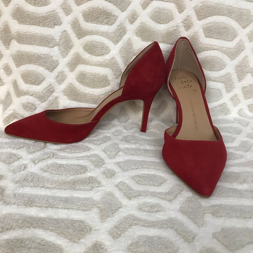 Banana Republic Red suede d’orsay pumps